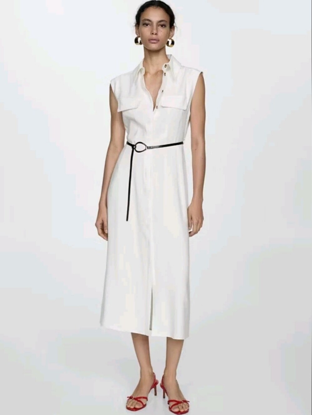 Mango Midi Belted Shirt Dress NWT-Retail $99-M/6-jcrew-aritzia-revolve